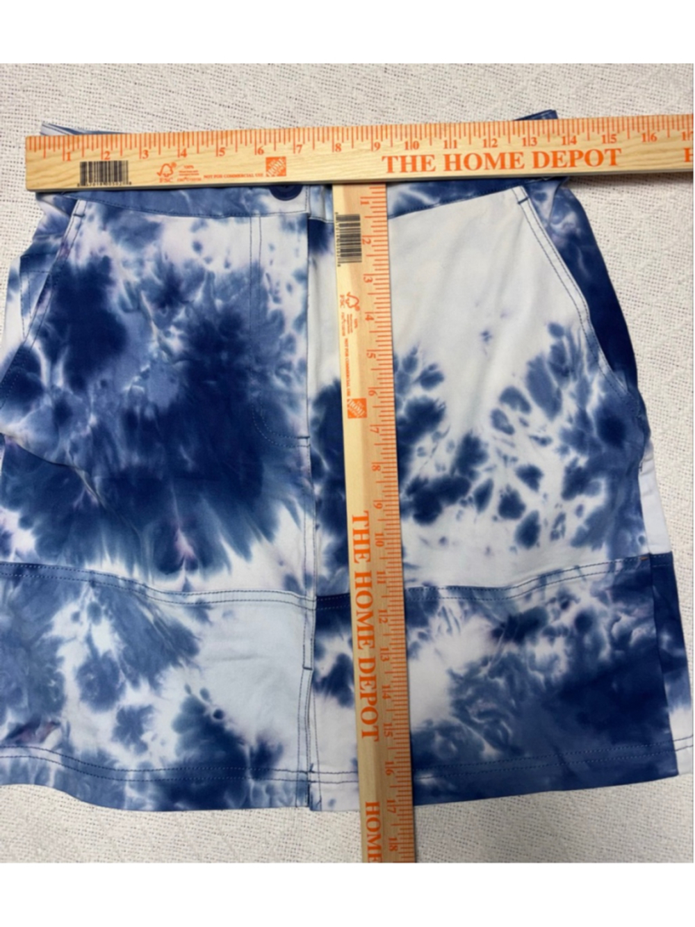 ‼️🙌‼️NWT Wildfang Essential Cotton Blue & White Tie Dye Mini Skirt Size Small - Picture 4 of 6